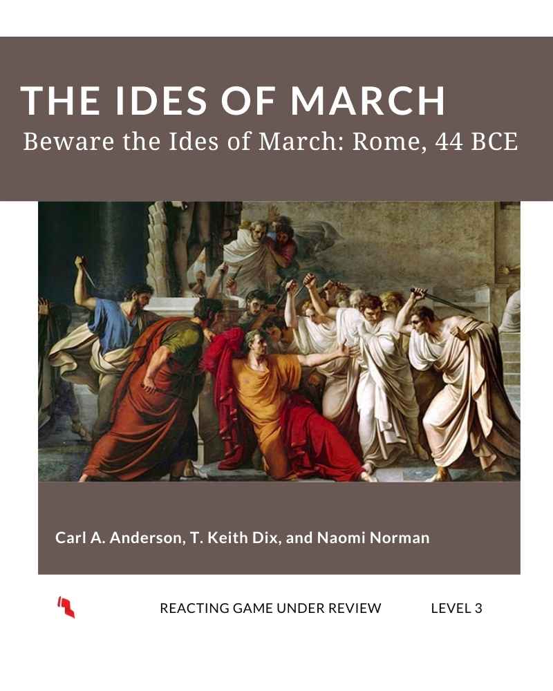 Gamebook Cover for Ides of March with painting of Caesar Assasination
